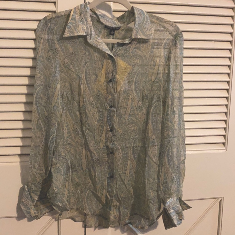 NWT Pamela Dennis paisley silk button down